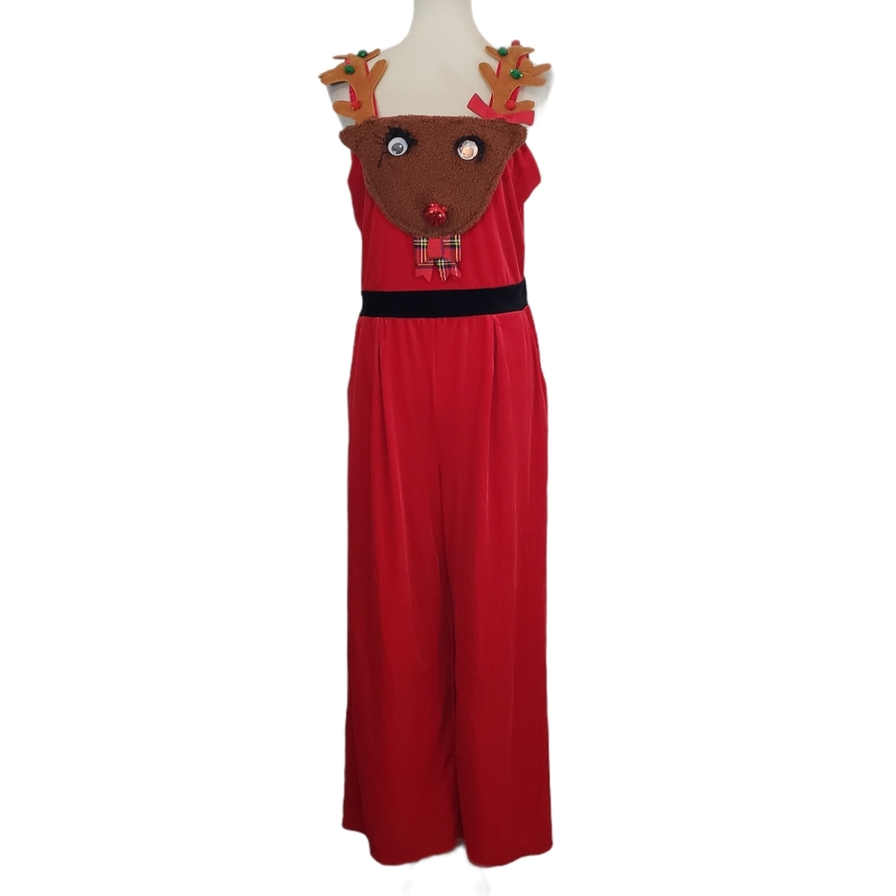 Eyeshadow Red Christmas Reindeer Velour Sz L - Picture 1 of 9